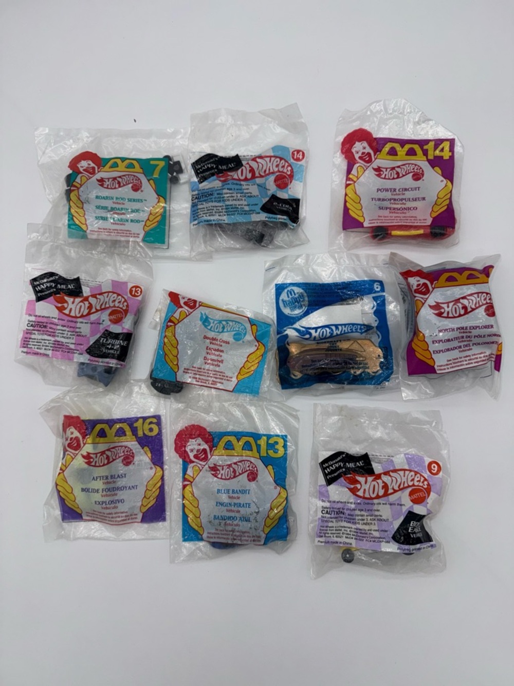 Vintage Hot Wheels McDonald's Happy Meal Toys Set of 10 NEW